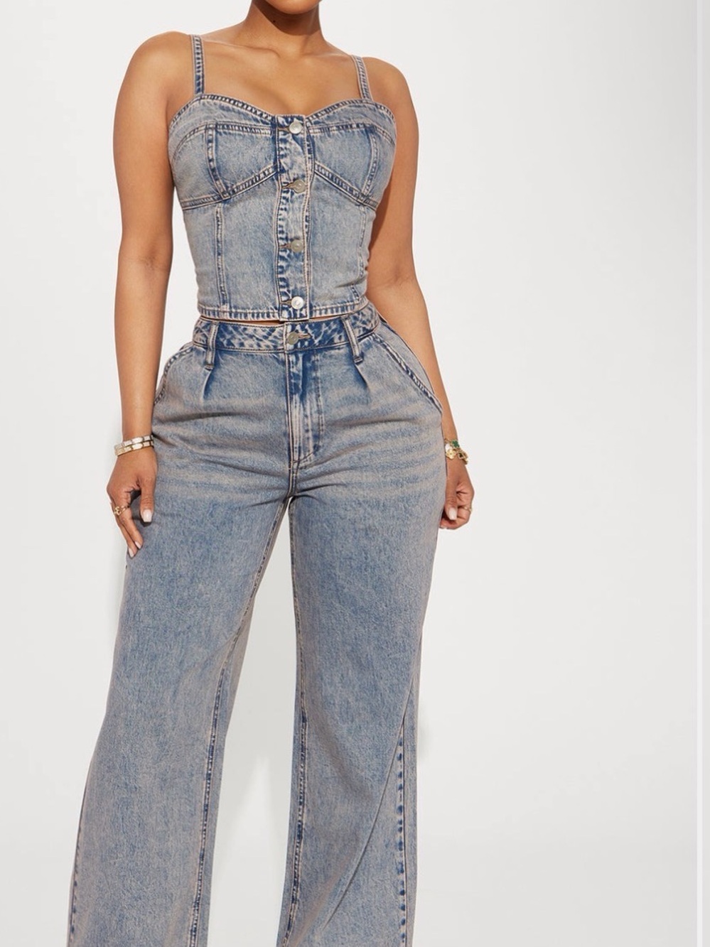 Fashion Nova Light Blue High-Rise Wide Leg Jeans